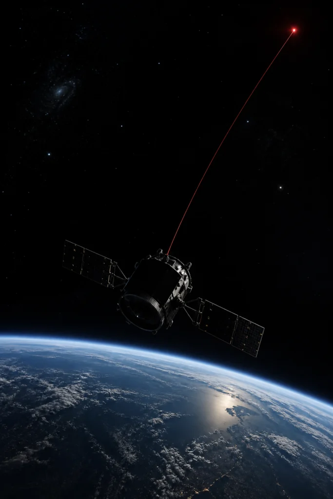 Satélite en órbita sobre la Tierra